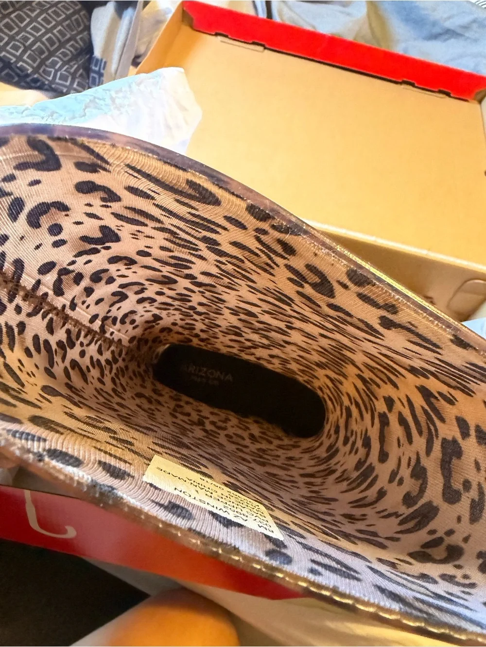 Leopard Print Waterproof Womens Rain Boot - Brown
